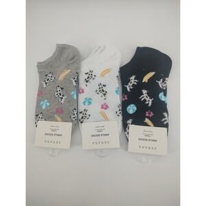 Zenana Ankle Socks Women OS Multi New Dalmatian Dog Beach Print 3 Pair Bundle